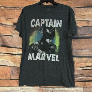 Captain Marvel M T-Shirt Mens Grey Graphic Tee Shirt Marvel Comics Superhero